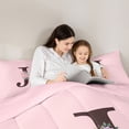 thumbnail image 4 of Erosebridal Teens Spring Garden Rose Full Size Comforter Sets 3 Pieces,Girls Flower J Letter Monogrammed Bedding Sets,Pink Reversible, 4 of 6