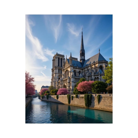 Paint by Numbers Kit for Adults, Notre Dame Springtime River Scene Paint by Numbers, Easy Paint by Numbers Kit for Adults Beginner, DIY Adult Paint by Number Kits on Canvas, 12x16in Home Decor