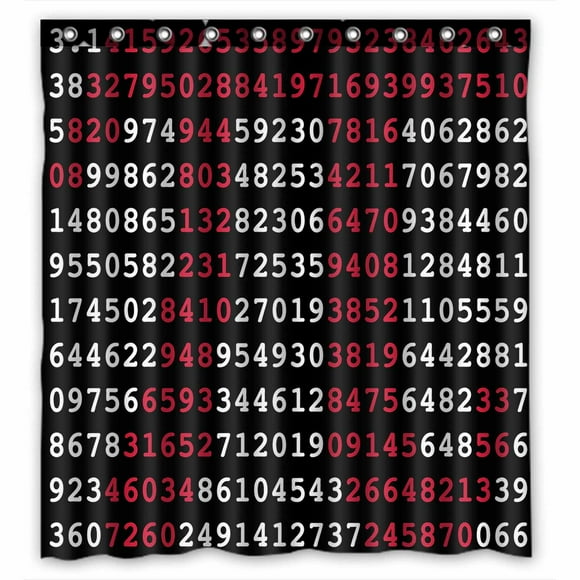 YUSDECOR Pi Sign And Pi Numbers On Black Background WaterProof Polyester Fabric Shower Curtain Size 66x72 Inches