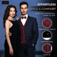 thumbnail image 3 of Oliver George 4pc Men's Paisley Design Formal Suit Vest Waistcoat Tuxedo Dress Vest Necktie BowTie Handkerchief Set For Suit or Tuxedo Wine Red X-Large, 3 of 5