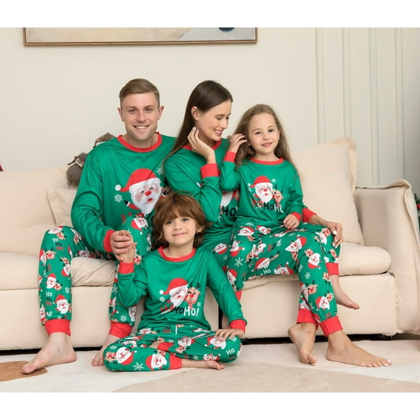 Pijamas navidenos a juego para la familia ropa de Navidad verde con estampado de Papa Noel mama y yo disfraz de perro novedad de 2023