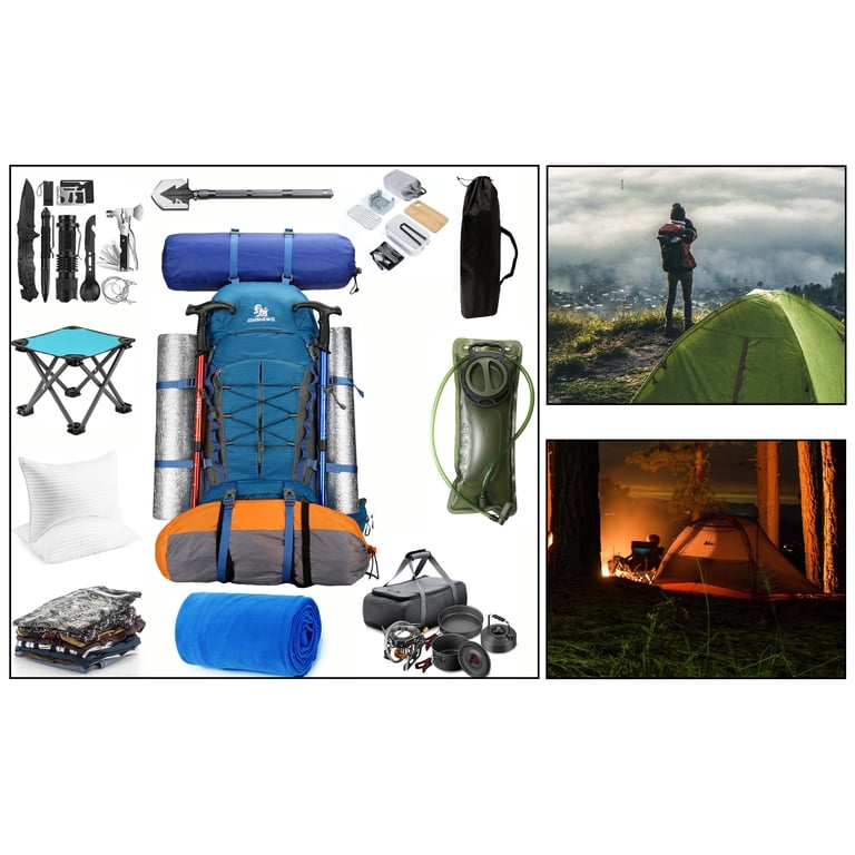 60l hiking camping backpack 60l Hiking Camping Backpack with Inner Metal Frames,Large Rucksack with Rain Cover,WaterProof,Tactical Daypack for Men Women (black)
