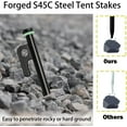 16 Pack Tent Stakes with Hammer,16in Heavy Duty Tent Stakes