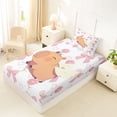 thumbnail image 4 of Erosebridal Kawaii Animals Capybara Twin Sheet Sets,Cute Rodent Animal Bedding For Kids Girls 3 Pieces, 4 of 6