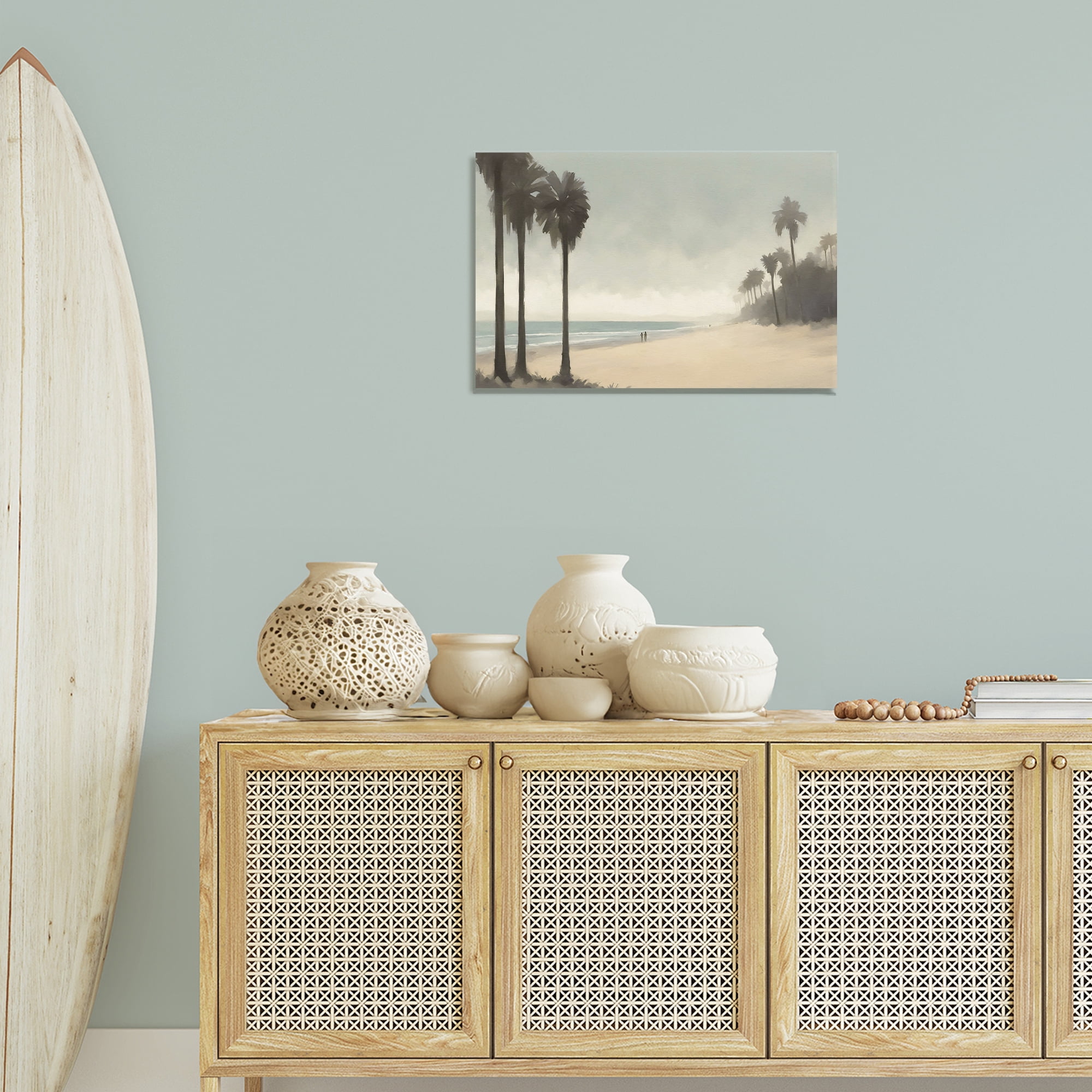 Stupell Industries Deserted Beach & Palms Landscape & Nature Painting Wrapped Canvas Art Print Wall Art, 24 x 16