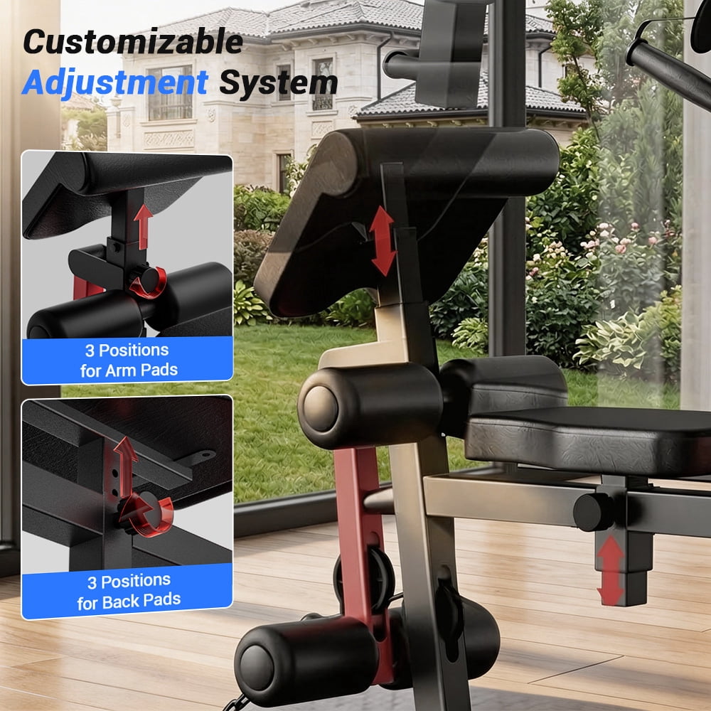CURSOR FITNESS Home Gym Station, 160LBS Weight Stack, All-in-One Strength Training Equipment