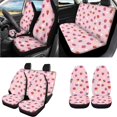 thumbnail image 2 of Uorisanigo Cute Strawberry 18 Pcs Car Seat Cover Set with Steering Wheel Covers Seat Belt Shoulder Pads Center Console Pad Cover Headrest Cup Coasters Handbrake Gear Shift Covers Key Chains for Cars, 2 of 7