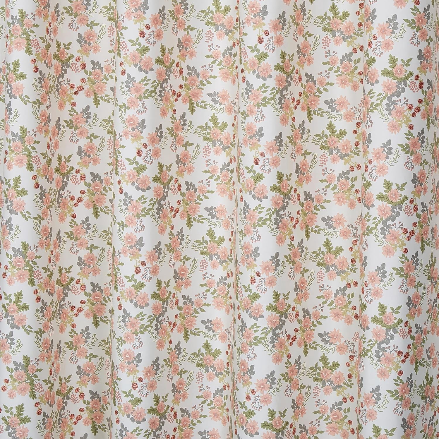 Chezmoi Collection 4-Piece Floral Window Curtain Set with Sheer Backing, Multicolor Pink Red Green Gray Floral Flowers Printed Microfiber, 120 inch x 84 inch