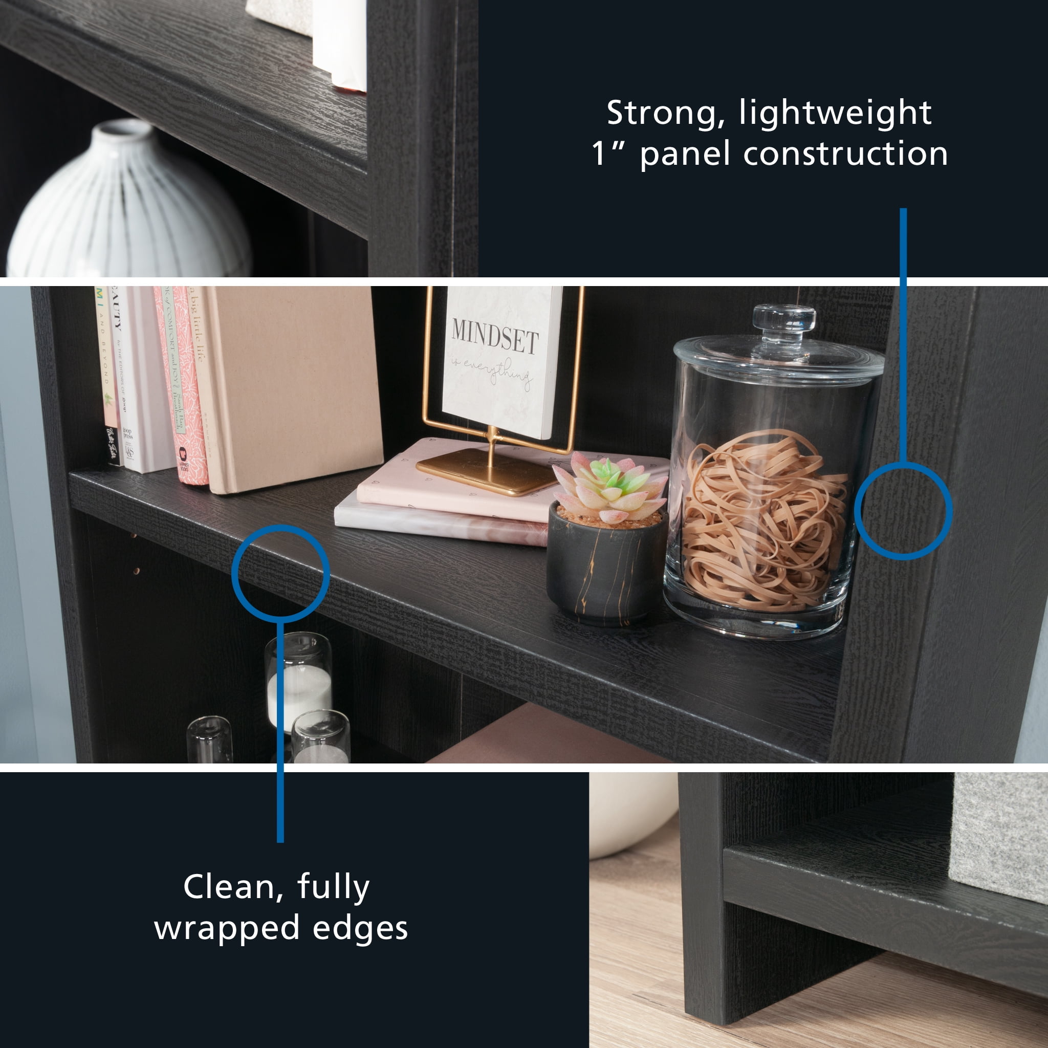 (2 pack) Mainstays Westley 3 Shelf Bookcase, Black Finish