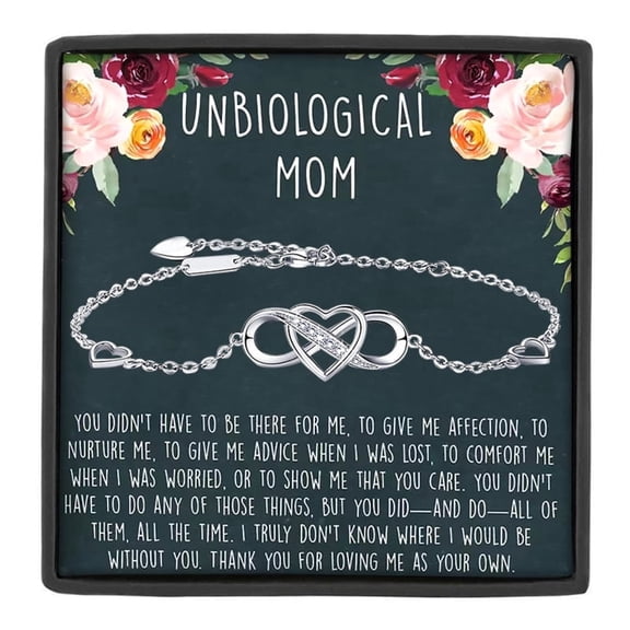MASALADI Unbiological Mom Bracelet, Infinity Heart Jewelry Gift for Mother's Day Birthday Christmas