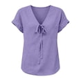 thumbnail image 6 of Lmueinov Tie Front Blouse for Women V-Neck Short Sleeve Relaxed Fit Casual Summer Shirt Soft Stretch Breathable Top, 6 of 6