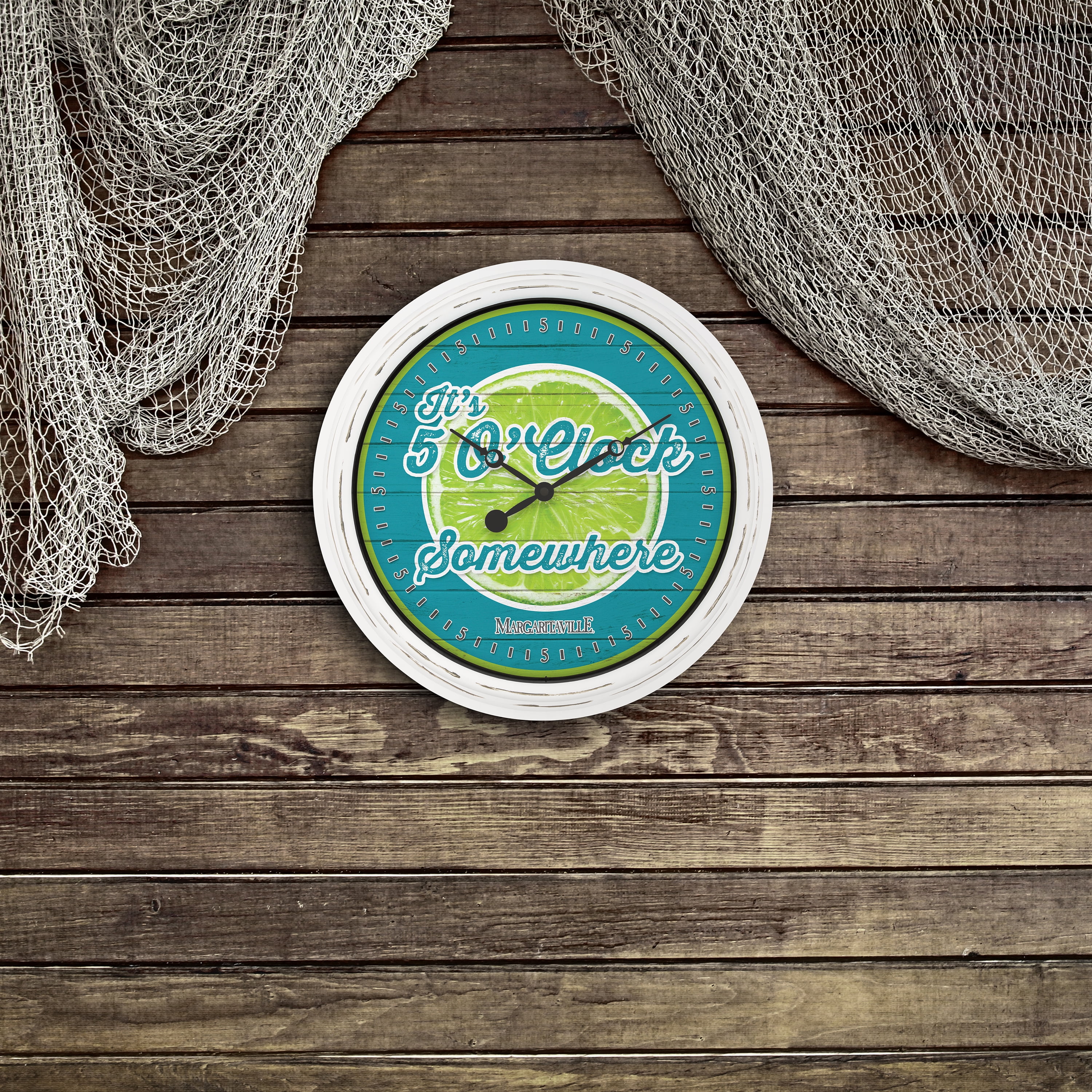 La Crosse Clock Margaritaville 15.75 inch Quartz Analog Outdoor Wall Clock, 433-3841MV2