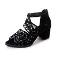 thumbnail image 5 of Sandalias de tacón alto de moda con tacón grueso para mujer, sandalias romanas de boca de pez de talla grande con agujeros y diamantes de imitación de estilo europeo y americano para verano, 5 of 5