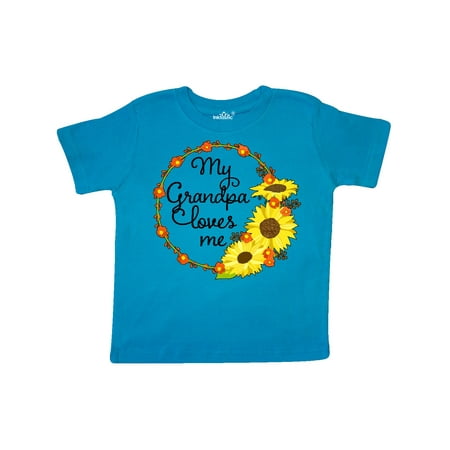 

Inktastic My Grandpa Loves Me with Sunflower Wreath Gift Toddler Boy or Toddler Girl T-Shirt