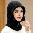 thumbnail image 4 of Winter Cycling Hat with Integrated Face Shield And Neck Warmer Zipper Closure Windproof Thick Plush Full Protection Outdoor Scarf Cold Weather Headwear, 4 of 7