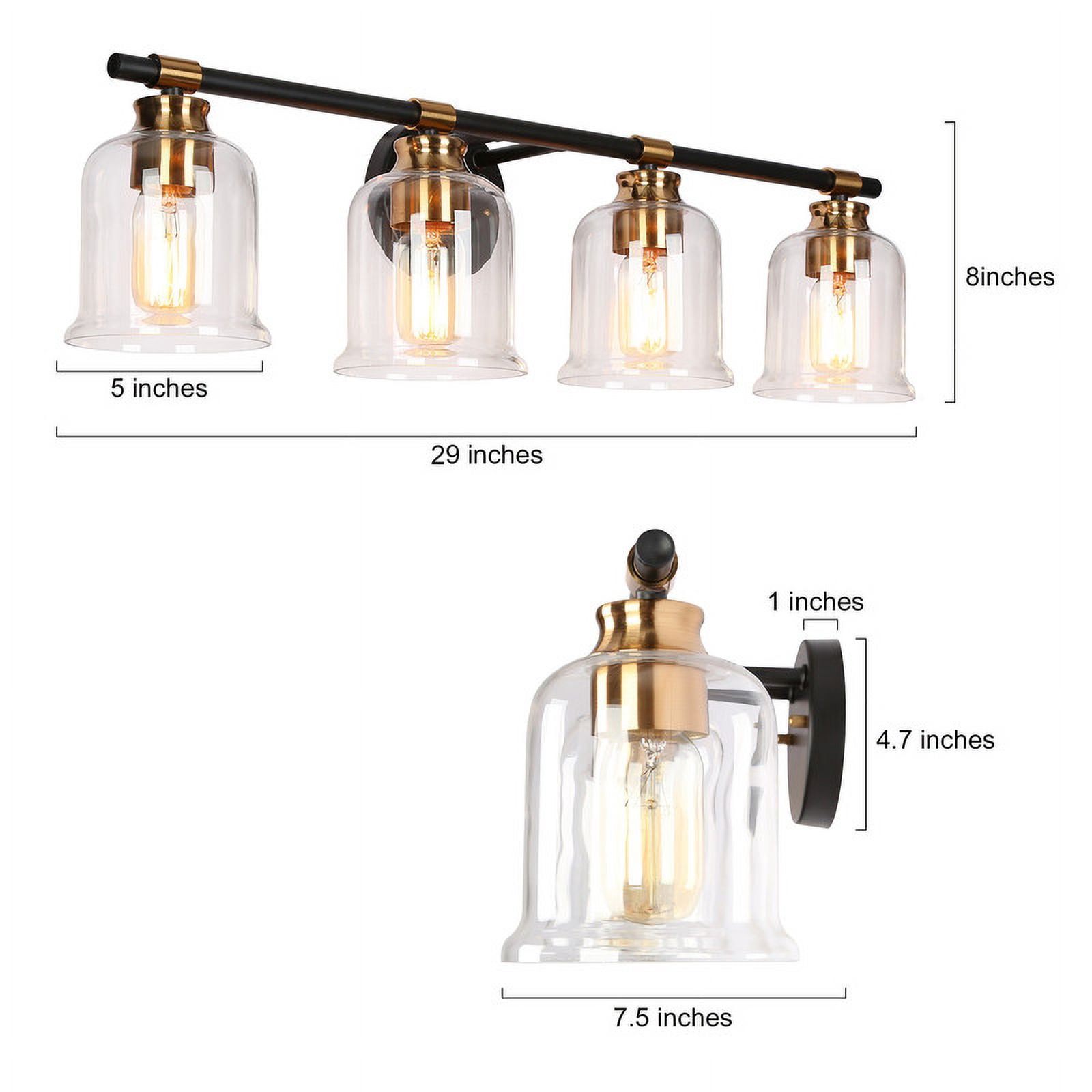LNC Chayote 29-in 4-Light Matte Black LED Modern/Contemporary Vanity Light