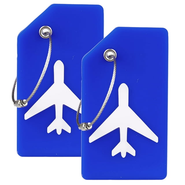 2 Pack Étiquette de Bagage en Silicone Sac à Main Sac d'École Étiquette d'Instrument de Valise, Bleu