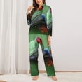 thumbnail image 2 of Logiee Red-Eyed Tree Frog-1 Print Womens Pajamas Set,Long Sleeve Sleepwear,Button Down Lounge Set 2 Pieces,Soft Nightwear Pjs Set-XX-Large, 2 of 7