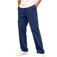 thumbnail image 2 of Mooqilaa Boys Cargo Sweatpants, Fleece-lined Casual Elastic Waist Relaxed Fit Winter Pants Blue Size 7-8 T, 2 of 8