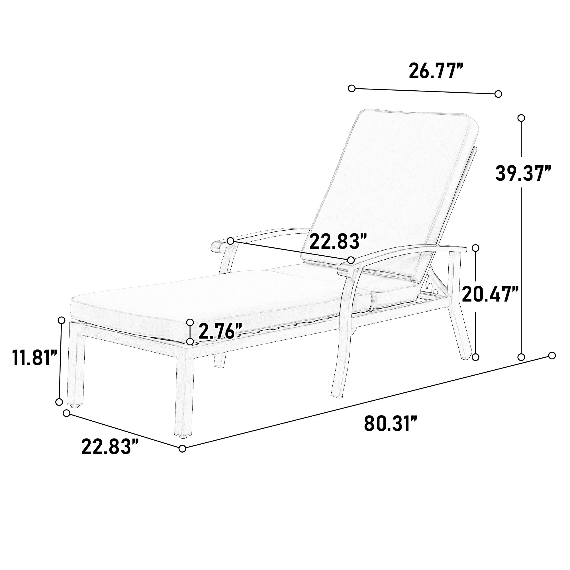 Aluminum Cast Poolside Chaise Lounge with 5 Adjustable Reclining Positions and Wheels, Weather-Resistant Outdoor Lounger for Patio and Deck, Blue