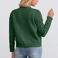 thumbnail image 4 of Lenpel Women's Cropped Cardigan Sweaters Long Sleeve V Neck Button down Cable Knit Cardigans Soft Casual Sweater Coats(Green,Large), 4 of 4