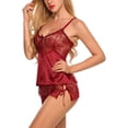 thumbnail image 4 of Sexy Pajama Set For Women Lace Cami And Shorts Two Piece Satin Sleepwear, 4 of 4