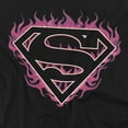thumbnail image 2 of Superman Fuchsia Flames Women's T Shirt (Small) Black, 2 of 6