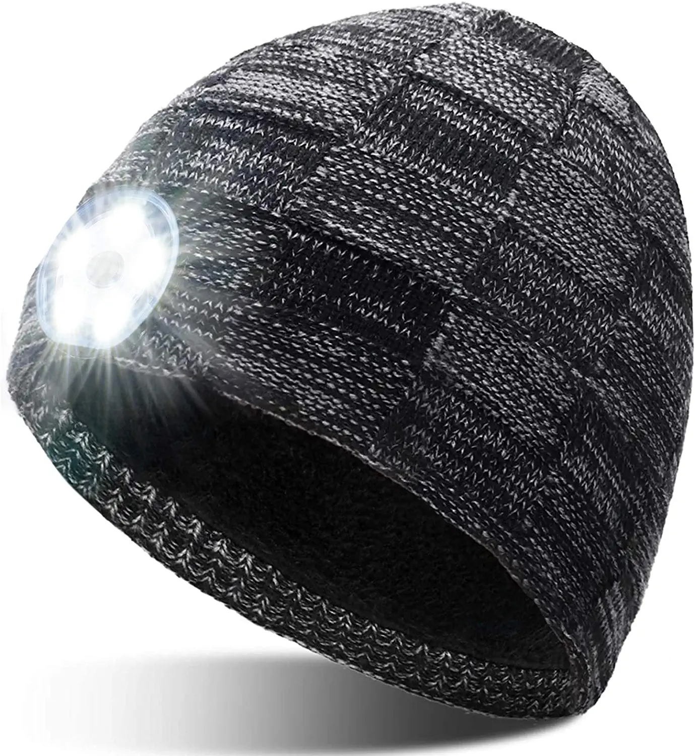 LED Beanie Hat with Light Christmas Stocking Stuffers for Men Gifts, USB  Rechargeable Hand Free Headlamp Cap, Unisex Warm Winter Knit Lighted  Headlight Hats for Running, Gifts for Dad Women Black