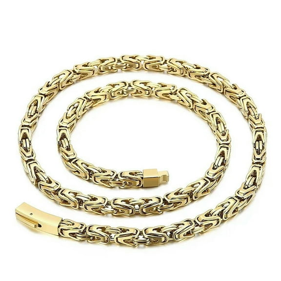 HOOUN Gold Byzantine Chain Solid Knotted Link Necklace Stainless steel Mens 6mm 26inch
