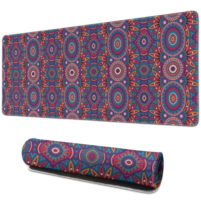 Innovative & Stylish Performore Mouse Pad with Vibrant Mandala Pattern, Thick Non-Slip Base & Stitched Edge - Perfect for Home Office & Gaming 31.5x11.8 Inch