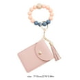thumbnail image 2 of Mecorevxz Keychain Bracelet Wristlet, Silicone Beaded Key Ring Bracelet with Card Wallet, Elastic Keyring Bangle for Women(Pink), 2 of 7