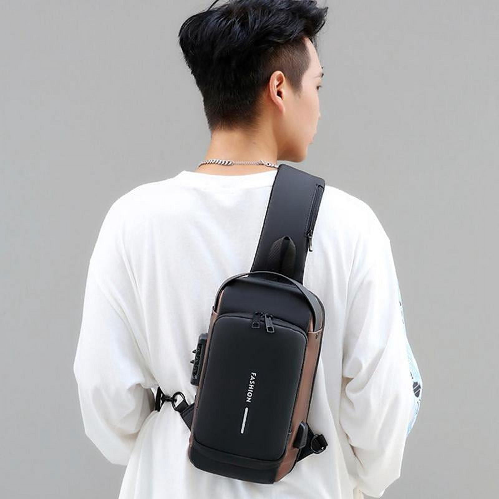 Rcrirth Sling Bag for Men | Anti-theft Crossbody Bag - PU Leather Crossbody Shoulder Bag - Chest Bag for Daily use