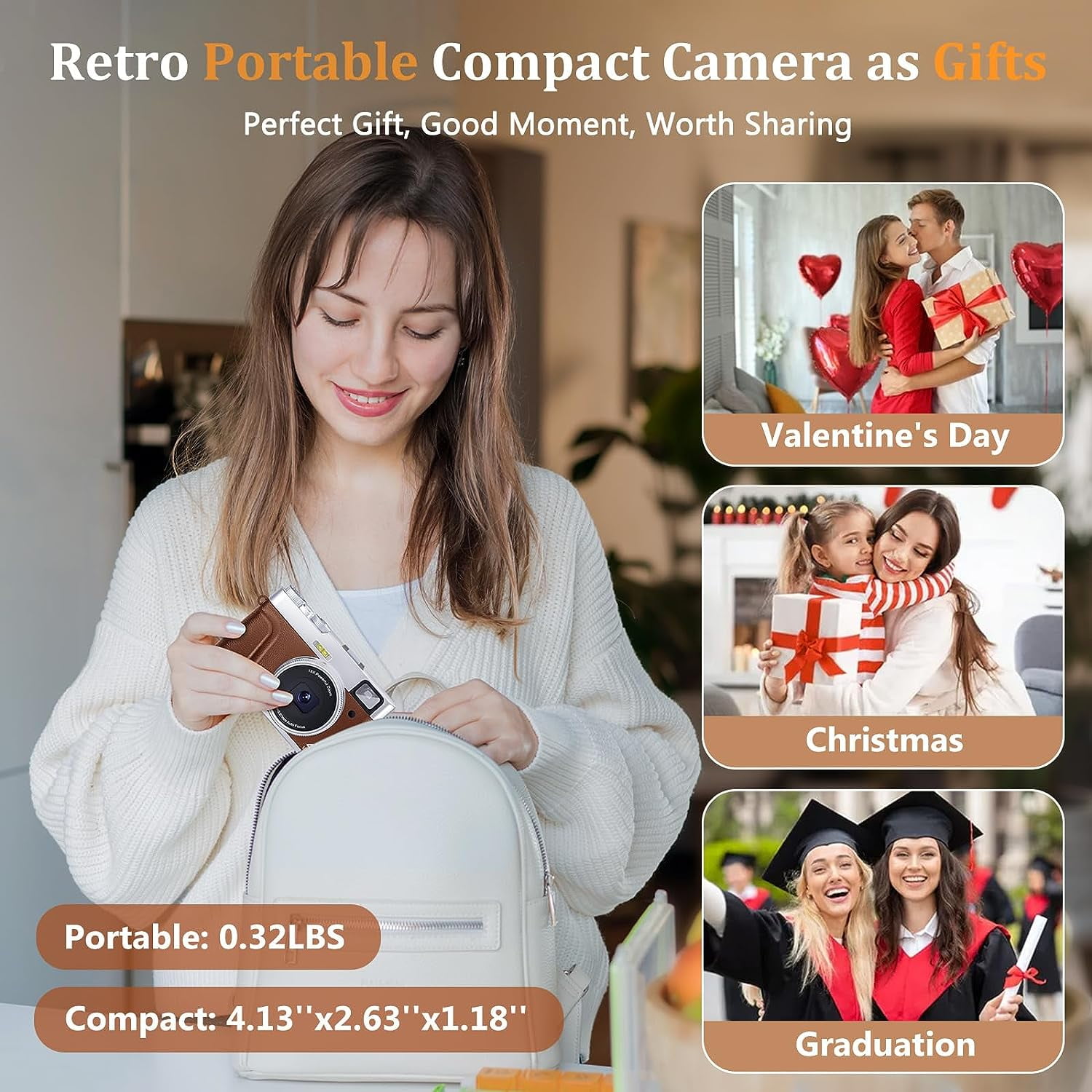 4K Digital Camera with Flash Viewfinder & Dial, 48MP Digital Camera with 32GB SD Card Autofocus Vlogging Camera for Photography and Video Anti-Shake, Compact Travel Camera 16X Zoom