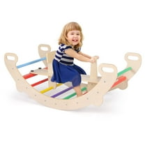 Yardi Yard 4-in-1 Multifunctional Wooden Climbing Toys, Wooden Climbing Toys with Rocker and Crawling Tunnel, Kids Climbing Toys, Multicolor