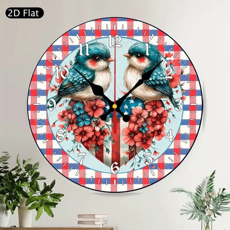 Rustic Farmhouse Roses & Hearts Round Wall Clock Silent Shabby Chic Decor