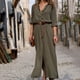 thumbnail image 2 of Vestido maxi de mujer sólido con escote en V profundo Vestido de manga larga con cordones divididos en otoño para niña kenally  FS9538-02, 2 of 7