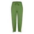 thumbnail image 4 of Fesfesfes Women's Comfy Trousers Summer Adjustable Ankle Ties Elastic Drawstring Waist Loose Pants Baggy Breathable Beach Wearing(Green,XL), 4 of 7