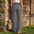 thumbnail image 6 of Linen Cotton Casual Pants For Women Drawstring Pocket Relaxed Road Trip Outfit Summer Soft Looking Draped Silhouette Streetwear Lightweight Comfort, 6 of 7