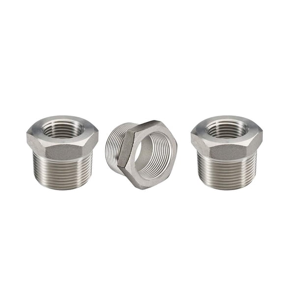 Beduan Buje hexagonal reductor de acero inoxidable de 3/4" macho NPT a 3/8" hembra NPT adaptador de tubo fundido reductor (paquete de 3)
