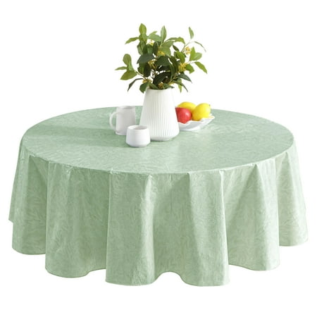 Newbridge Sage Green 70-Inch Round Vinyl Flannel-Backed Tablecloth