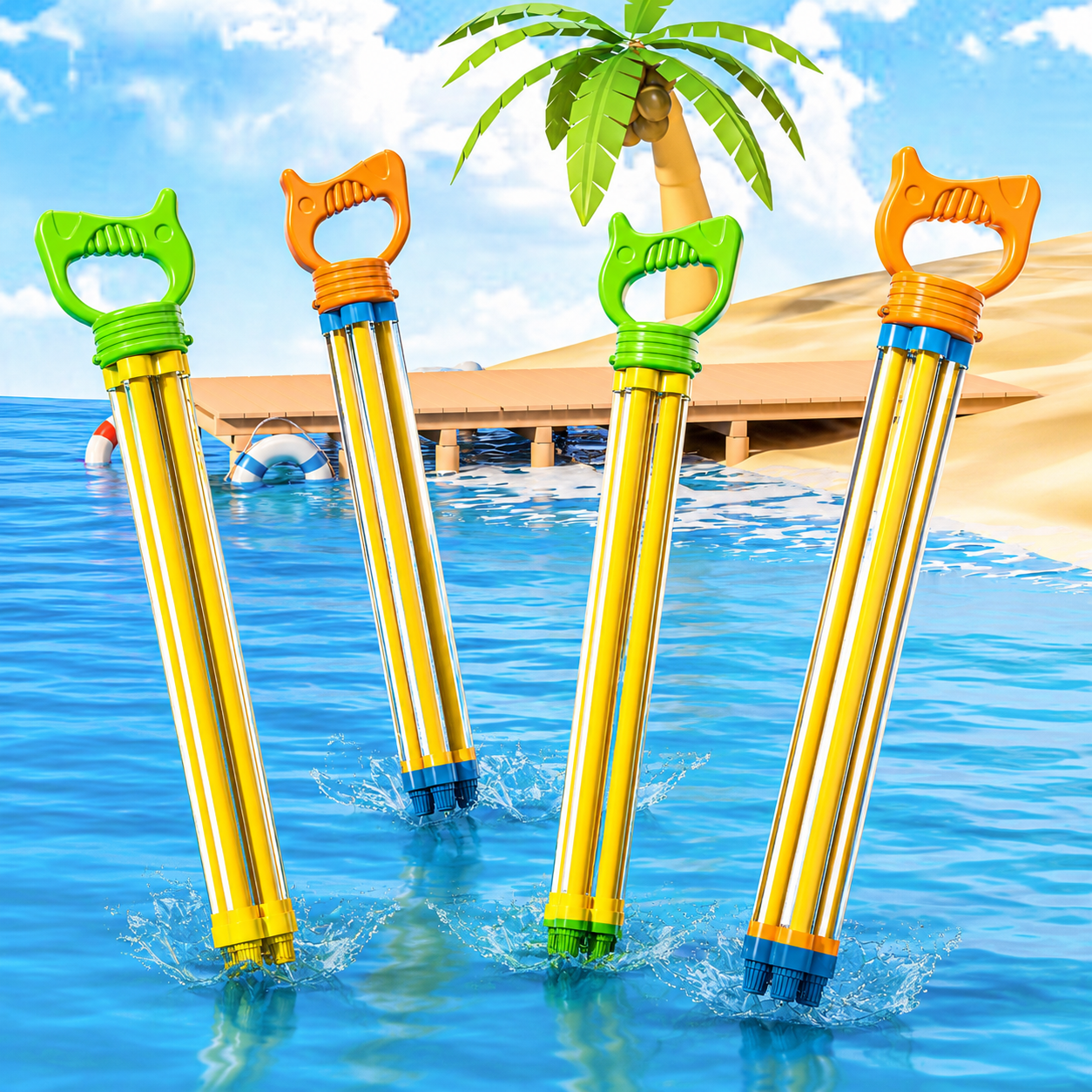 Lucky Doug 4 PCS Water Blaster Set – Summer Pool, Beach & Backyard Water Toys , Outdoor Game for All Ages