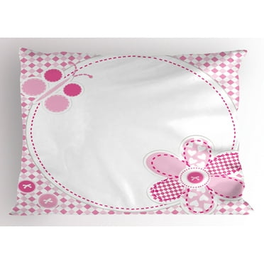 Ambesonne Girl Pillow Sham, Girly with Flower Sweetheart, 26" X 20", Hot Pink Pale Pink