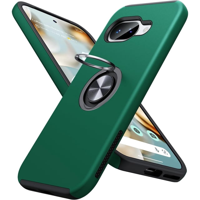 MYKOMI pour Google Pixel 9a Étui, Protection Militaire à Double Couche, Étui Antichoc avec Support Anneau en Métal, Support, Étui de Protection Ajustée pour Google Pixel 9a