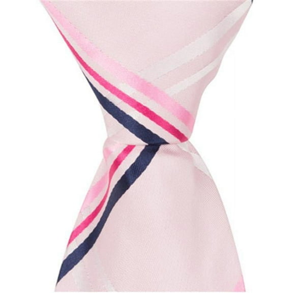 Matching Tie Guy 5491 XP33 - 9.5 in. Zipper Necktie - Pink with Pink & Navy Stripes- 6 to 18 Month