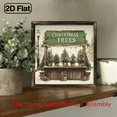 thumbnail image 5 of 1pc Vintage Rustic Christmas Trees Framed Wall Sign - 8x8 Inch Wood Plaque with Snowy Tree Ornament Design, Wood Frame for Farmhouse, Mantel, Tabletop or Holiday Decor - Easy-Hang Xmas Decoration, 5 of 9