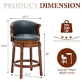 thumbnail image 3 of Aulife Bar Stools Counter Height Rubber Wood Swivel Barstools with Back Genuine Leather Upholstered Bar Chair for Bar, Kitchen, Dining Room, 3 of 17