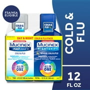 Mucinex All in One Fast Max, Cold and Flu Medicine, Day & Night Combo Pack, 2x6 fl oz