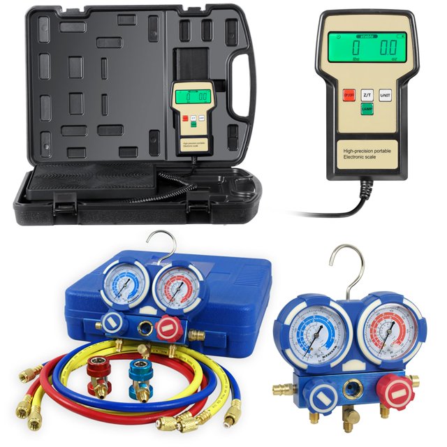 ZENY Balance de Charge Électronique Réfrigérant Numérique Portable 220 Lbs HVAC AC R134a avec Manomètre et Étui