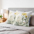 thumbnail image 6 of 26x26 Pillow Covers Set of 2, Yellow Spring Floral Square Throw Pillow Covers for Couch/Sofa/Living Room, Summer Botanical Flowers Decorative Soft Pillowcases for Couch Throw Pillows, 6 of 9