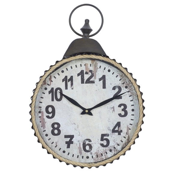 DecMode 20 x 13 In. Black Metal Industrial Wall Clock